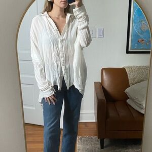 Gauzy white button down shirt